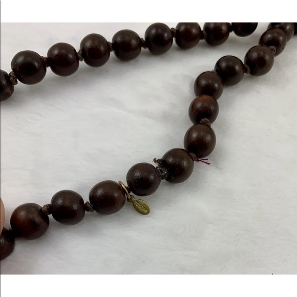 YOSCA VINTAGE BROWN BEADED SIMPLE NECKLACE 36” LONG - Picture 5 of 10
